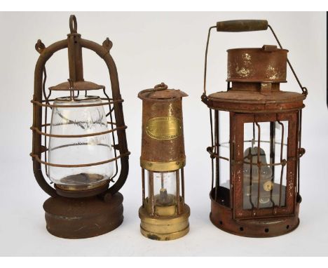 A First World War period bunker or trench lantern by Hinks of Birmingham, dated 1918, of 'bird cage' form with four removable