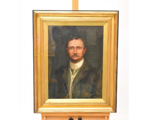 Hal Ludlow. Portrait of Edward Willis, quarter length, wearing a grey coat, oil on canvas, a/f; and a portrait by another han