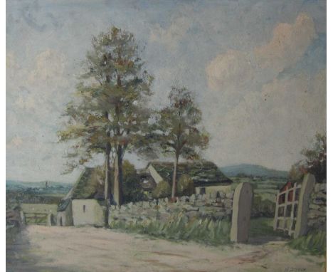 N. Dyson(20th Century). A Country Track by farm buildings , signed, oil on canvas, 48.3 x 60.9 cm, and a watercolour by the s