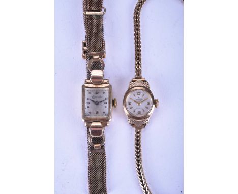 Two Lady's 9ct gold bracelet watches, the first Majex, circa 1950s, 21-jewel manual, silver dial with baton and Arabic hour m