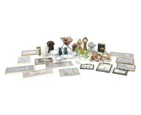 Konvolut StubenzubehörErhard &amp; Söhne u.a., 1x klappbarer Wäschekorb, Zinn mit Stoffkorb, HxB: 6/5,5 cm, mit Schere und Ma