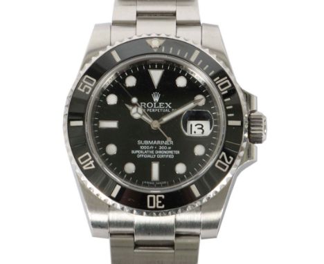 Herrenarmbanduhr ROLEX Oyster Perpetual Submariner DateSchweiz, Edelstahl/Cerachrom, rundes Gehäuse, drehbare gerifflete Lüne