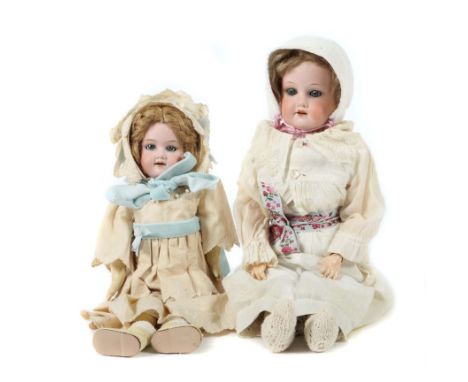 2 PuppenArmand Marseille, 1x Halsmarke: made in Germany, Armand Marseille 390 n. DRGM 246/1 A 370 M, Porzellankurbelkopf, bla