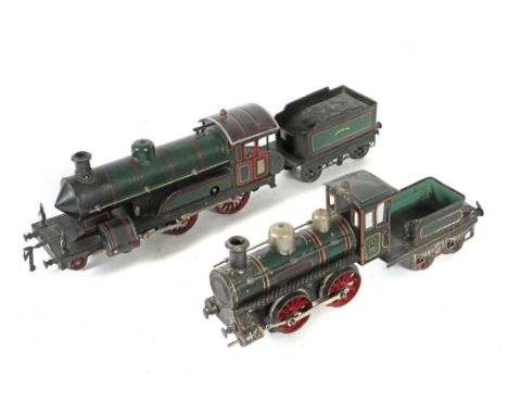 2 LokomotivenBing, Spur 1, ca. 1920-30er Jahre, 1x Lok mit Tender, 8414, BZ 1902-1905, Uhrwerksantrieb, 2-Achs-Tender, Kleebl