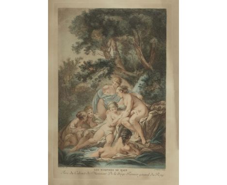 Ouvrier, JeanParis 1725 - 1754 ebenda, französischer Stecher. "Les Nymphes au Bain", Nymphen am Flussufer beim Baden, in der 