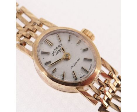 ROTARY 9CT GOLD LADIES WRISTWATCH, having 9ct gold gate link bracelet, 18.7gms