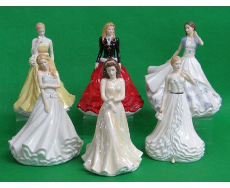 SIX ROYAL DOULTON FIGURINES, comprising  HN5724 Wendy HN5854 Festive Stroll HN5869 Kirsty HN5861 Birthstones June - Pearl HN5