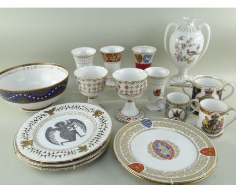 ASSORTED MODERN SPODE BONE CHINA, including a Millennium punch bowl, several large plates, goblets, vases, urns and covers ET