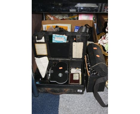 TWO CASED PAILLARD BOLEX MOVIE CAMERAS, a box of camera and video camera etc (3)