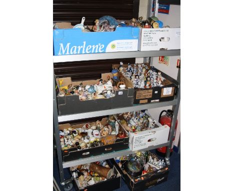 EIGHT BOXES OF 20TH CENTURY CERAMIC ORNAMENTS, etc, to include a Beswick Cat Model No.1883, white, gloss