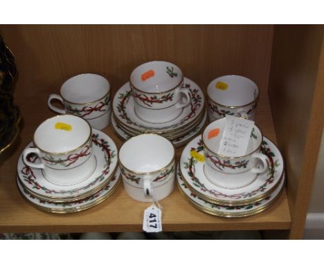 ROYAL WORCESTER 'HOLLY RIBBONS' TEAWARES, (19)
