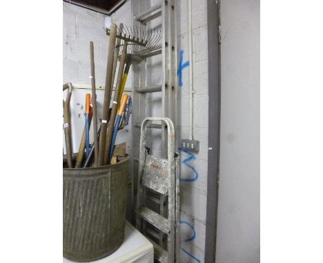 AN ALUMINIUM DOUBLE EXTENDING LADDER, and a step ladder (2)