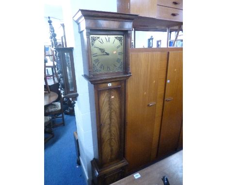 A MODERN MAHOGANY CASED LONGCASE CLOCK, with battery movement, shelves to the interior 'Reprodux' stamped verso