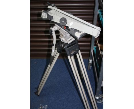 A VINTEN VISION 5 MOVIE CAMERA TRIPOD, with fluid head, together with a plastic Vinten table tripod (2)