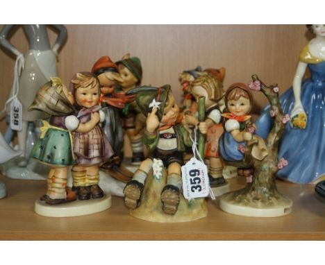 SEVEN LARGE HUMMEL FIGURES, to include 'Mountaineer' HUM315, 'Telling Her Secret' HUM196, 'Apple Tree Girl' HUM141, 'For Fath