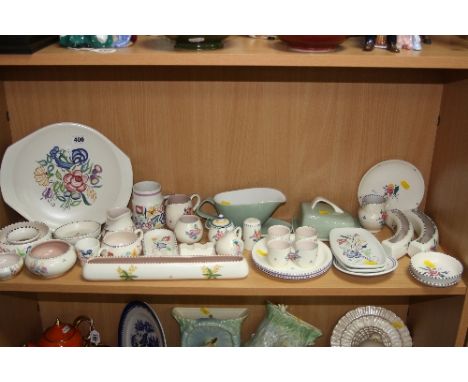 VARIOUS POOLE POTTERY TRINKETS, PLATES, SAUCE BOAT/STAND, CHEESE DISH/STAND, JUGS, etc (over 30 pieces)