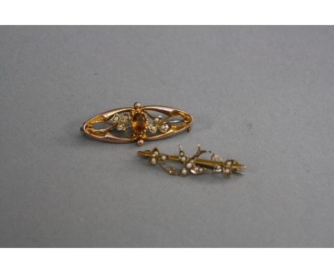 TWO VICTORIAN SEED PEARL BROOCHES