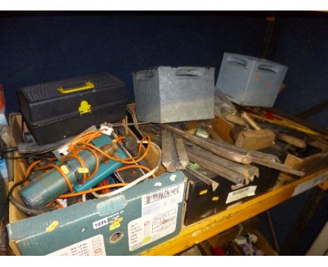 THREE BOXES CONTAINING ELECTRICAL HAND TOOLS, and metal miscellaneous 
