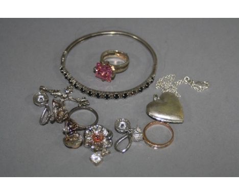 A BAG OF ASSORTED JEWELLERY, including bangle, etc