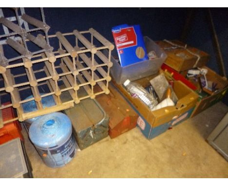 TWO BOXES CONTAINING MISCELLANEOUS TOOLS, two metal tool  crates with contents and loose
