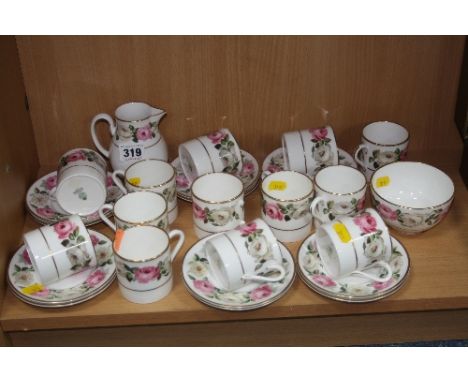 ROYAL WORCESTER 'ROYAL GARDEN' COFFEEWARES, (27) (one cup broken handle)