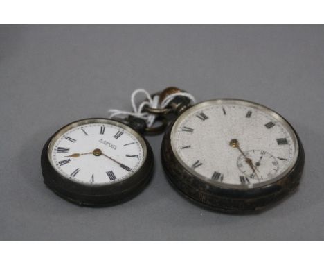 TWO EARLY 20TH CENTURY SILVER POCKET WATCHES, an English seven jewelled hand wound pocket watch, unsigned Dennison case, whit