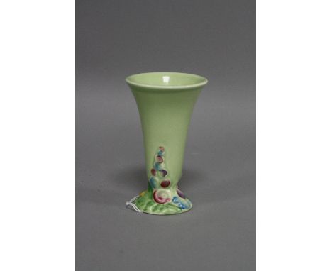 A CLARICE CLIFF FOR NEWPORT POTTERY 'MY GARDEN' BUD VASE, green transfer printed marks, height approximately 13cm