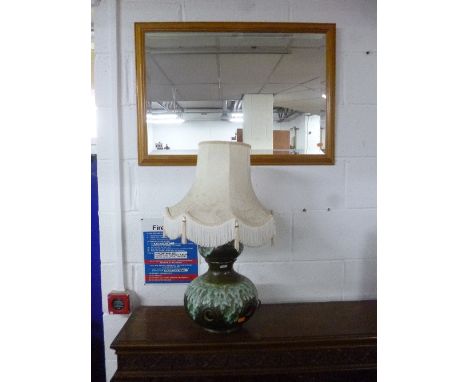 A QUANTITY OF WALL MIRRORS, pottery table lamp with shade, travelling trunk, etc (sd) (9)