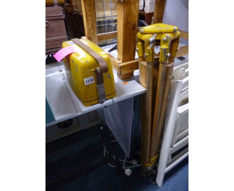 A CASED DUMPY LEVEL, with tripod stand