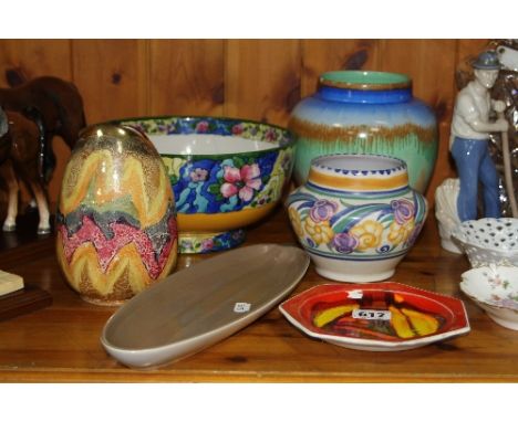 SIX CERAMIC ITEMS, including Poole Pottery and Shelley (hairline) etc (6)