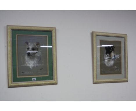 DOROTHY S HALLETT (fl.1913-1930), dog portrait studies Ricky and Tiny, pastel, both signed lower right, each approximately 36