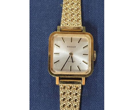 Ladies square faced Tissot wrist watch with original case 
