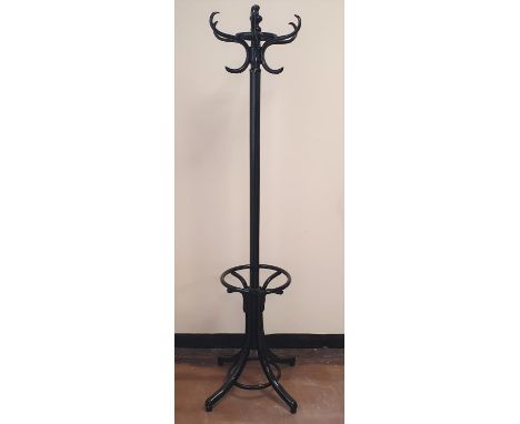 Ebonised Bentwood ebonised wood coat stand, 190cm tall,Come with detachable head piece 