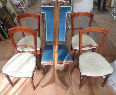 Collection of Victorian &amp; edwardian furniture to include a Victorian high-backed chair, 4 matching antique dining chairs 