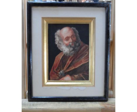 Circle of George Perfect HARDING (1779-1853), unsigned, early/mid 19thC watercolour portrait of a saint, framed,The w/c measu