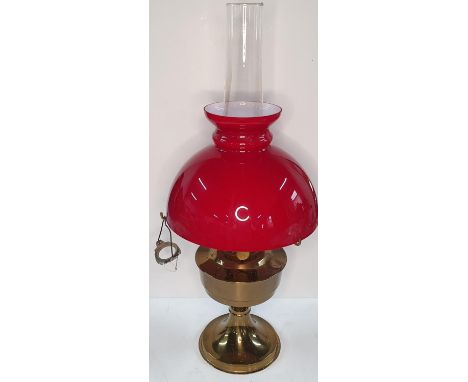 Aladin 23 oil lamp with flute & red glass shade,In superb condition 