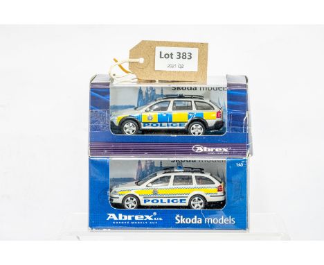 Manufacturer  - Abrex | Description - 2 x Skoda Police Vehicles | Stock Code - N/A | Notes - Code 3| Scale - 1:43 | Certifica