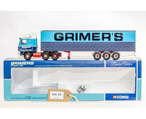 Manufacturer  - Corgi | Description - DAF XF Space Cab Curtainside - Grimmers Transport | Stock Code - CC13212 | Notes - None