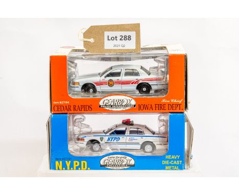 Manufacturer  - Gearbox | Description - 2 x American Police Cars | Stock Code - N/A | Notes - None| Scale - 1:43 | Certificat