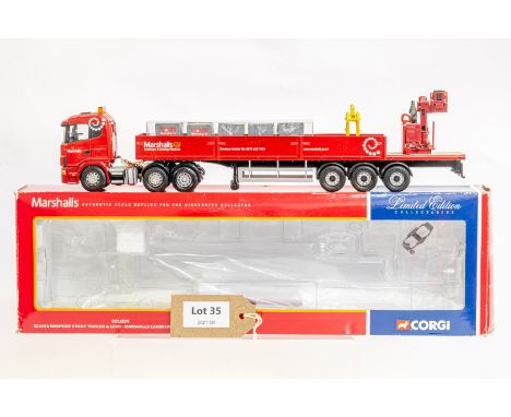 Manufacturer  - Corgi | Description - Marshalls Landscape Transformers Scania Dropside Crane Trailer &amp; Load | Stock Code 