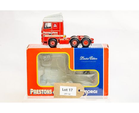 Manufacturer  - Corgi | Description - DAF XF Space Cab - Prestons Of Potto | Stock Code - CC13208 | Notes - None| Scale - 1:5