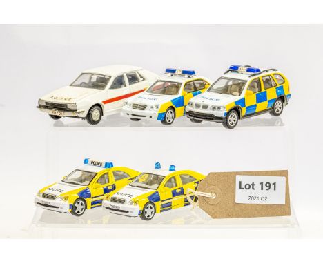 Manufacturer  - N/A | Description - 5 x Assorted Unboxed Police Vehicles | Stock Code - N/A | Notes - None| Scale - 1:43 | Ce