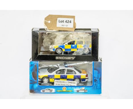 Manufacturer  - Minichamps &amp; Tins Toys | Description - 2 x Boxed Police Cars | Stock Code - N/A | Notes - None| Scale - 1