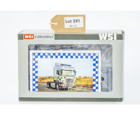 Manufacturer  - WSI | Description - Scania R6 Highline 6x2 - Police | Stock Code - 10102 | Notes - None| Scale - 1:50 | Certi