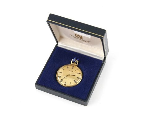 A Tissot 'Stylist' open-faced pocket watch, with a slimline 41mm case, champagne dial with black roman numeral hour markers, 
