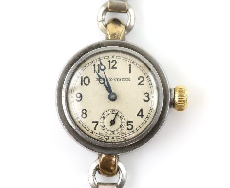 Rolex oyster  wristwatch, stainless steel, signed dial marked Rolex Oyster, Arabic numeral hour markers within a railway minu