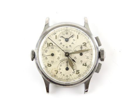 Universal Geneve, a stainless steel Aero Compax pilots chronograph wristwatch, the signed dial with 4 subsidiary dials, inclu