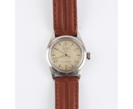 Rolex Oyster Royal wristwatch, reference 6144 stainless steel, signed dial with dagger and Arabic numeral hour markers, centr
