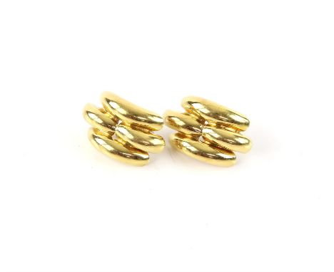 A Vintage pair of large gold link earrings, with post and clip fitting, in 18 ct yellow gold, length 3.6cmCondition Report:  