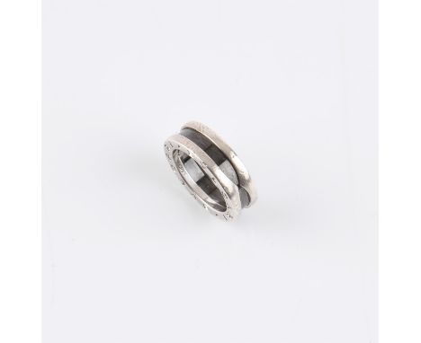 Bvlgari Save the Children B-Zero ring in silver and black ceramic, ring size K, with box and pouchCondition Report:  Gross we